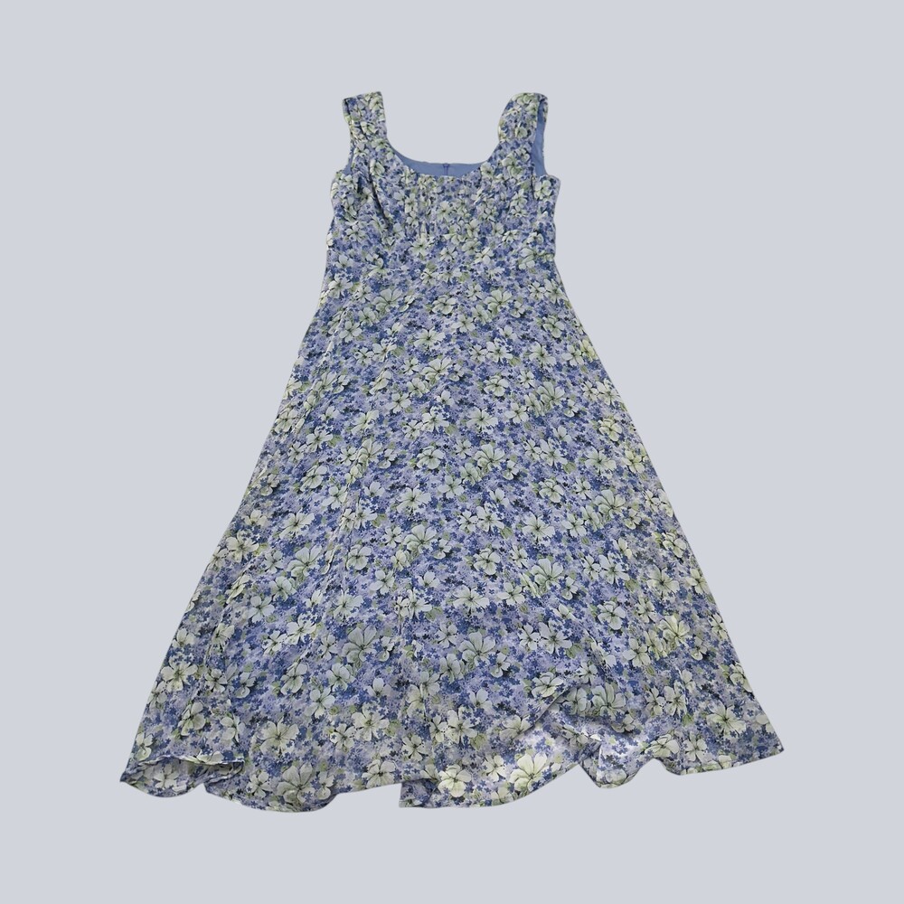 NorthStyle Floral Dress Size 6 Blue Lavender Green Sleeveless Pleated